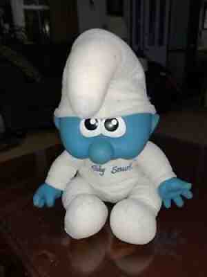 Vintage 1984 Baby Smurf Peyo Large Stuffed Doll Toy Collectible