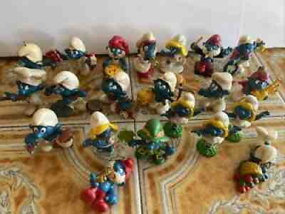 VINTAGE PEYO SMURFS 21 PIECE LOT ST PATS RARITIES PHONE WHEAT PAPA PIZZA