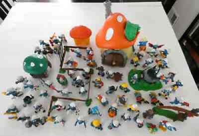 Vintage Smurfs Collection 1960's -1980's Mushroom Houses Rare Figures