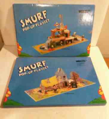 Smurf Pop Up Playset Gargamel Castle Sports Village Wallace Berrie 1983 NOS lot