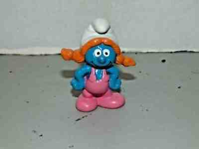 Smurfs Sassette Smurfling Smurf Girl Vintage Figure 1980s PVC Toy Figurine
