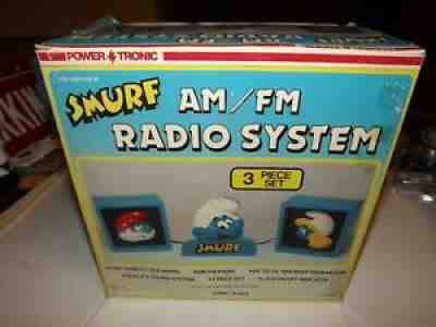 Vintage 1984 SMURF AM FM Radio Set Speakers Papa orders Smurf Smurfette Original Box