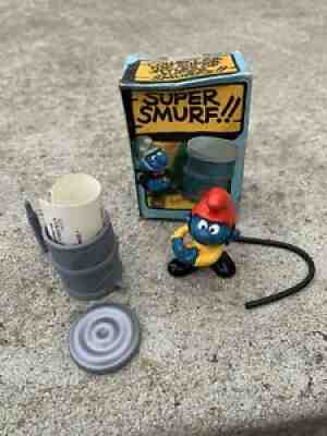 Smurfs Fireman Super Smurf Firefighter 6720 Rare Vintage Figurine With Box