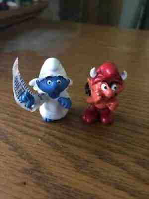 Smurf Schleich Angel & Devil Pair PVC Figures Consciences