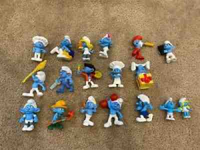 Lot of 17 Smurf PVC Figures Happy Meal Toys McDonald's 2011 & 2013 Cake Toppers