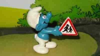 Smurfs Traffic Sign Smurf Crossing Guard 20155 Rare Vintage Display Figure