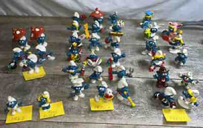 Vintage Lot Peyo Schleich Bully Smurfs Pvc Figures 1965-1982 Germany Hong Kong