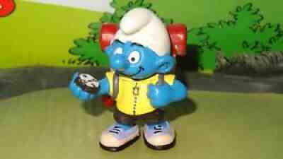 Smurfs Hiker Smurf Backpack & Compass Mountain Climber 20474 Rare Vintage Figure