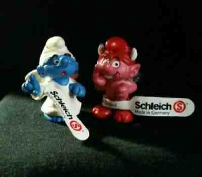 Smurf Lot ~ Devil 2.0213 & Angel 4.0212~ Peyo Schleich W.Germany '84