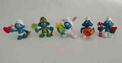 Lot 5 Smurfs Valentine St. Patricks Easter Halloween Christmas Schleich Peyo 80s