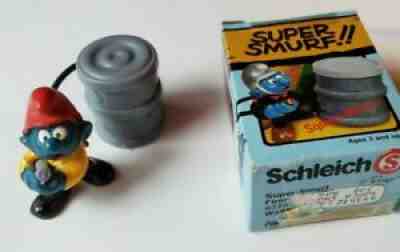 Smurfs Fireman Super Smurf Firefighter 6720 Rare Vintage Figurine With Box