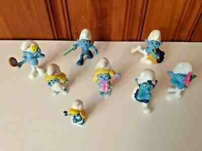 Smurf PVC Figures Happy Meal Toys McDonald's 2011 & 2013 Cake Toppers (Lot of 8)