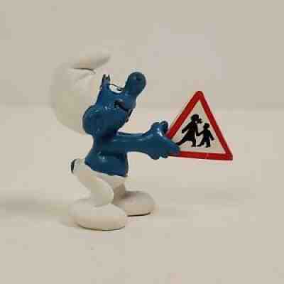 Smurfs Traffic Sign Crossing Guard 20155 Vintage Display Figure School Sign 1980