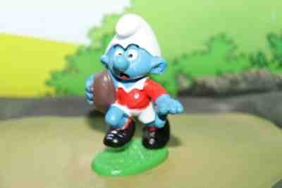 The Smurfs Rugby Smurf Wales Red & White 20065 Rare Vintage Display Figurine