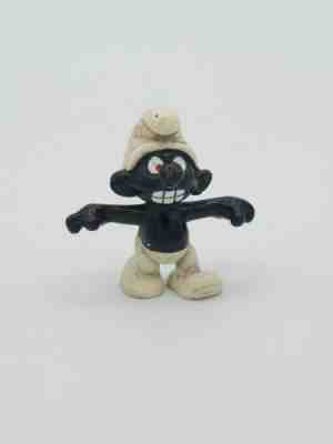 Vintage PVC Figure Angry Smurf Black Skin + Teeth 20007 Schleich Peyo 1966 #B