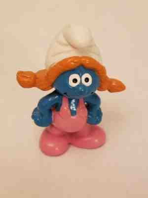 Smurfs Sassette Smurfling 20404 Smurf Girl Vintage Figure 1980s PVC Toy Figurine