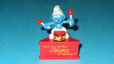 Smurfs Hope Your Birthday DRUMS Up Happiness Smurf-A-Gram Vintage Rare Figurine