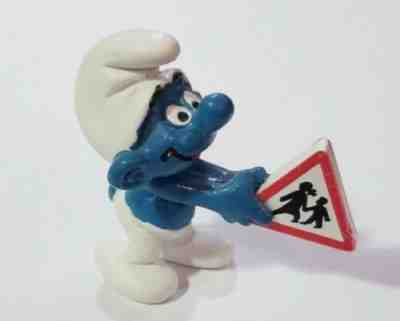 Smurfs 20155 Traffic Sign Smurf Crosswalk Vintage Display Toy Figurine