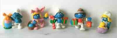 Les Schtroumpf Schlumpf /The Smurf PVC FIGURINES EASTER EGG/ BUNNY LOT OF 5