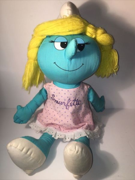 Rare VTG 1983 Peyo SMURFS Smurfette PLUSH Stuffed ANIMAL Toy DOLL Wallace Berrie