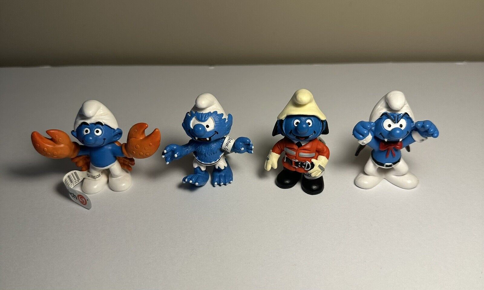 Schleich Smurfs Lot Of 4 PVC Figures Crab Vampire Warewolf Firefighter