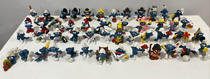 Lot of 48 Vintage 1970's 1980's Smurfs Figures with Case Peyo Schleich