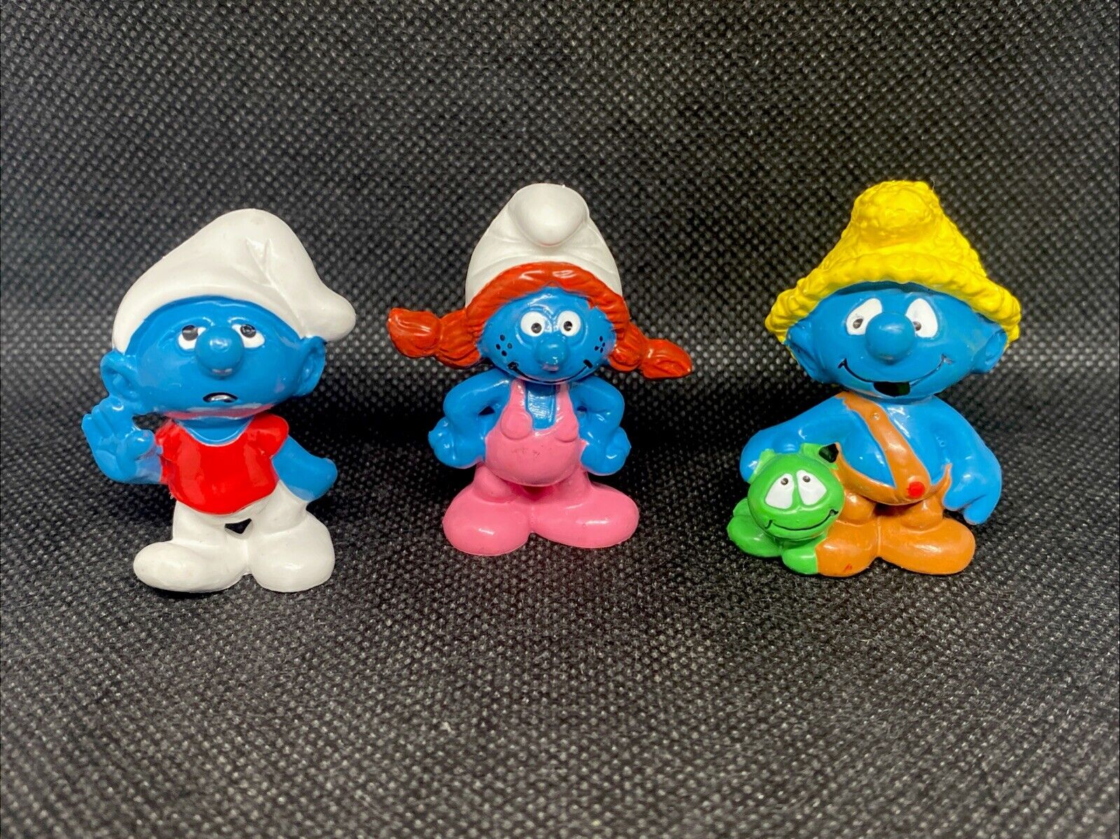 3 Smurfs Sassette Slouchy Nat 20404 20402 20403 Schleich Vintage Toy Lot N 19