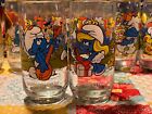 Vintage Smurf Glasses Lot Of 10 Hardees Peyo 1982