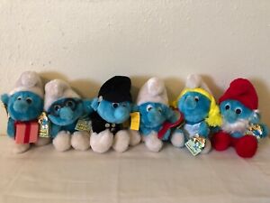 Vintage Wallace Berrie & Co Peyo 1983 Plush Smurfs Stuffed Toy Lot