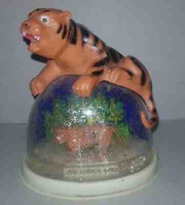 Buenos Aires Zoo SNOWDOME Argentina TIGER Vintage SNOW GLOBE 1970 rare