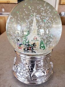 Reed & Barton Snow Globe: Church with Horse Drawn Sleigh Christmas Vintage