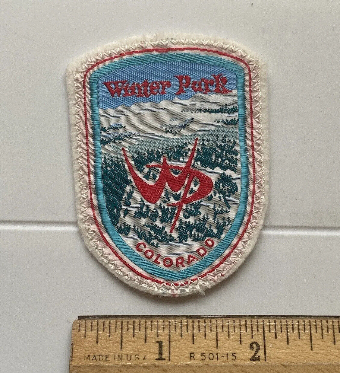 Winter Park Colorado Skiing Ski Resort Area Souvenir Woven White Felt Patch