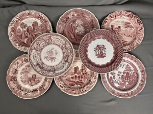 8 Spode Archive Collection Red Transferware Plates Georgian Traditional Series