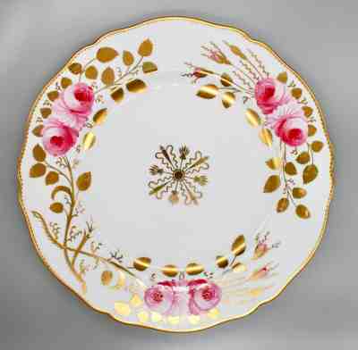 Set Of 10 Antique Spode for Tiffany Dinner Plates Roses Gold K3068