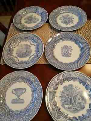 6 spode blue room collection plates