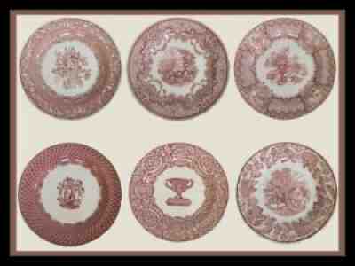 SPODE Archive Collection VICTORIAN Series Dinner Plates Pinkish Red - SET OF 6