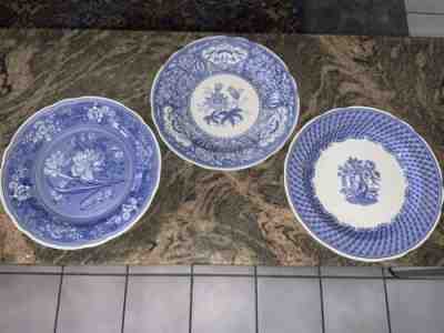 SET OF 3 SPODE PLATES 10 5 ?BOTANICAL FLORAL PORTLAND VASE (3)