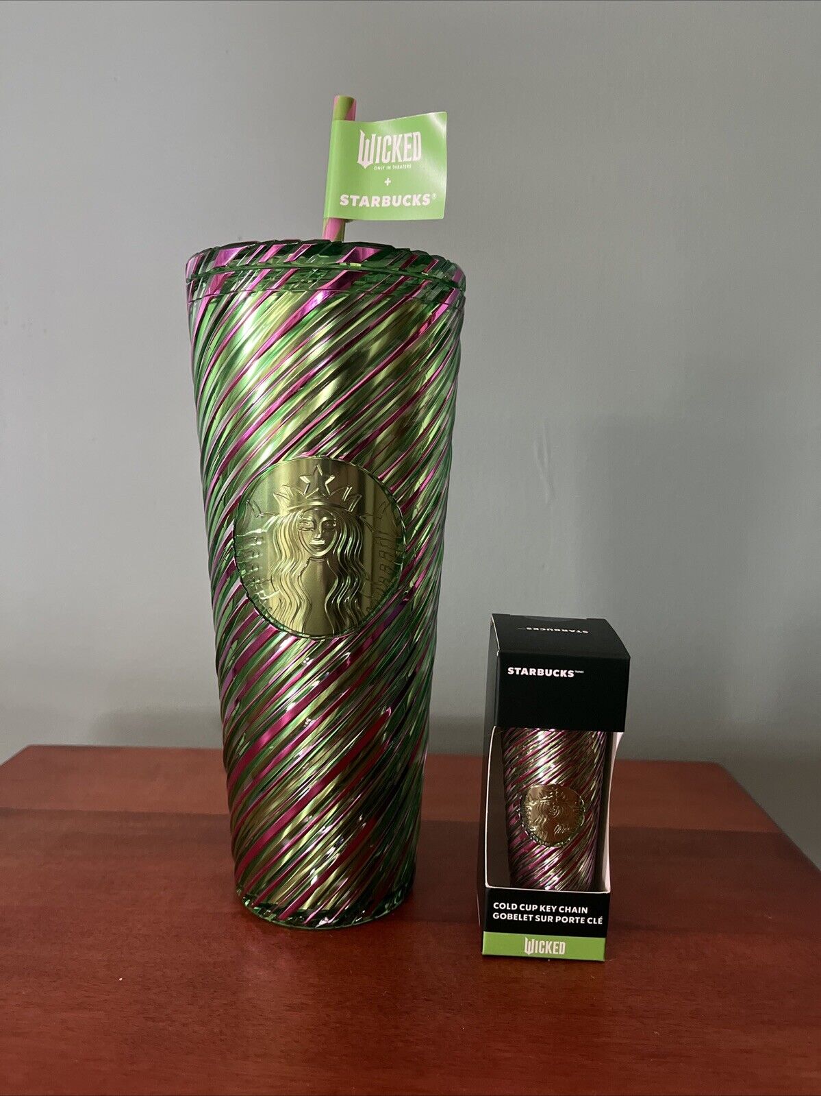 NEW Starbucks Wicked 24oz. Cold Cup Pink And Green Swirl W/ Keychain 2024 - Sold on eBay December 12th, 2024 for $99.95