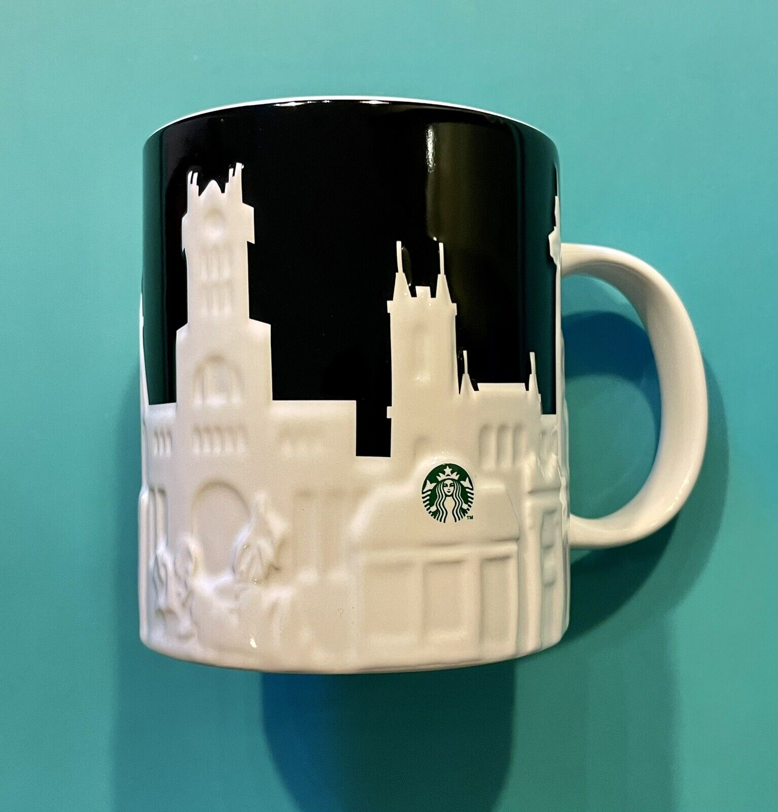 2023 Starbucks MADRID , SPAIN ?? Relief Black White Mug 16oz