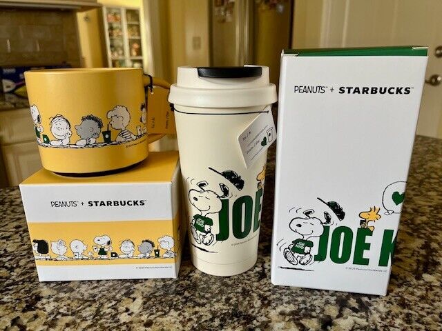 2025 Starbucks + Peanuts SET Ceramic Mug, Tumbler, 2pc Snoopy Limited NWT HTF FS - Sold on eBay March 26th, 2025 for $139.00