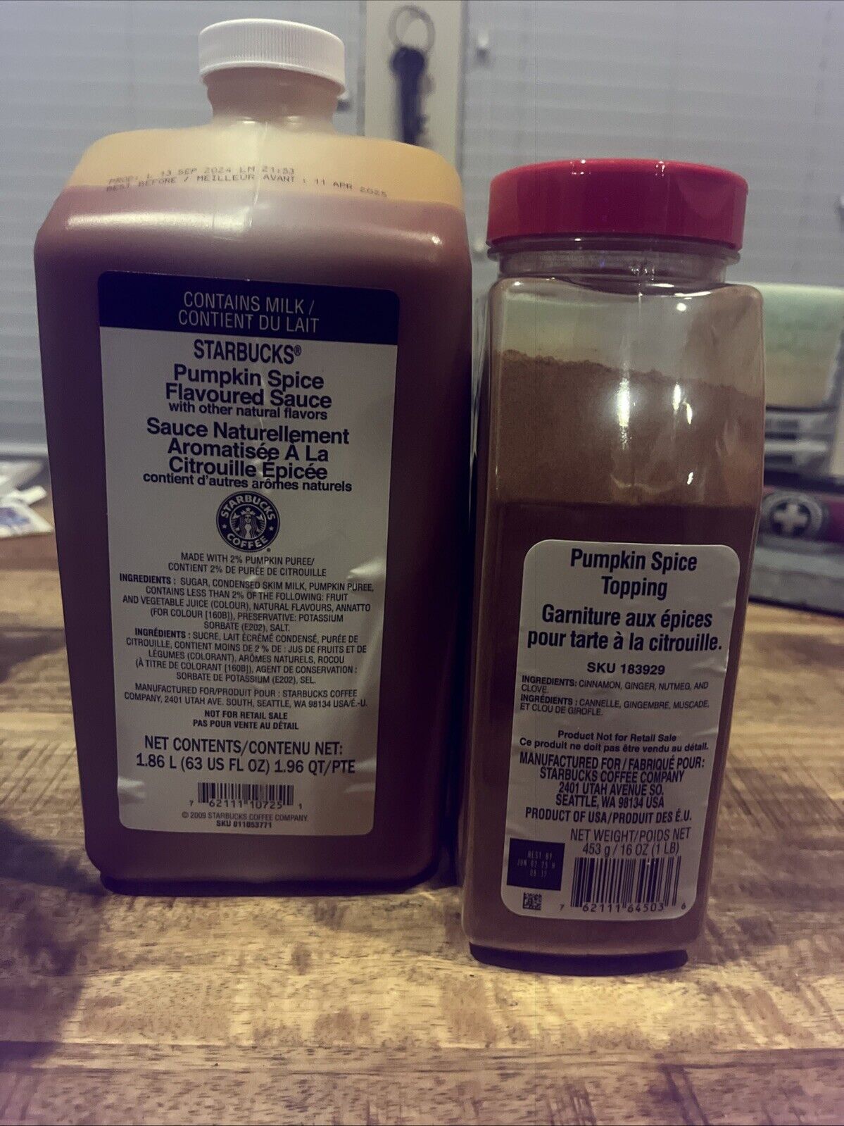 New starbucks pumpkin spice sauce w/ topping Best By April 2025 63oz - Sold on eBay January 5th, 2025 for $70.00