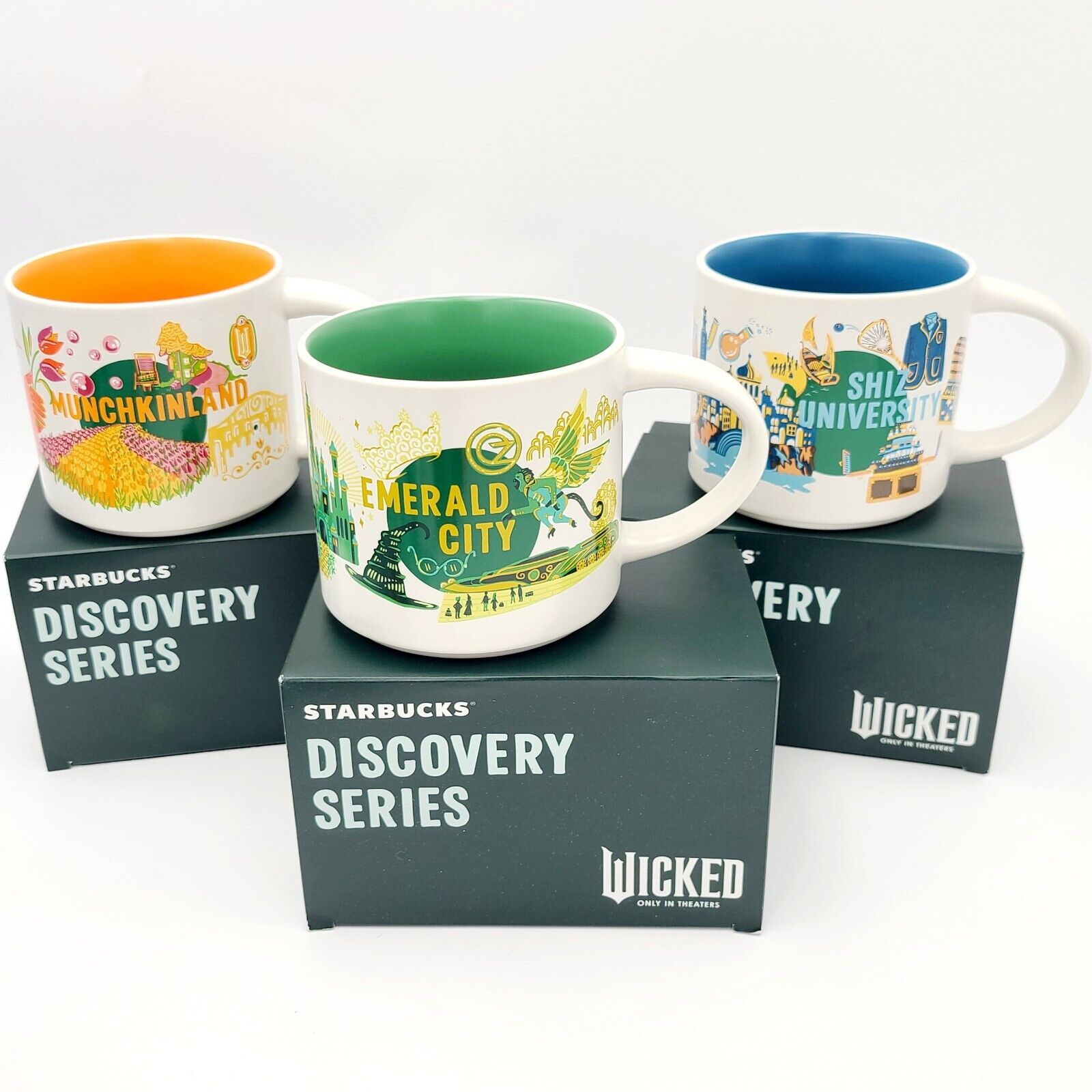 *Wicked 3 Mug Set* Universal Studios Starbucks Discovery Emerald Munchkin Shiz U - Sold on eBay November 24th, 2024 for $150.00