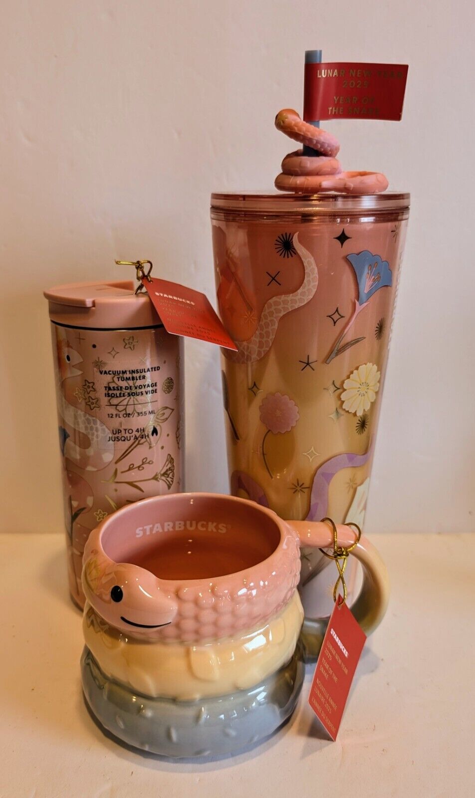 Starbucks Year Of  The Snake Cups Set 2025 Lunar New Year Chinese Tumbler All 3 - Sold on eBay January 17th, 2025 for $129.99
