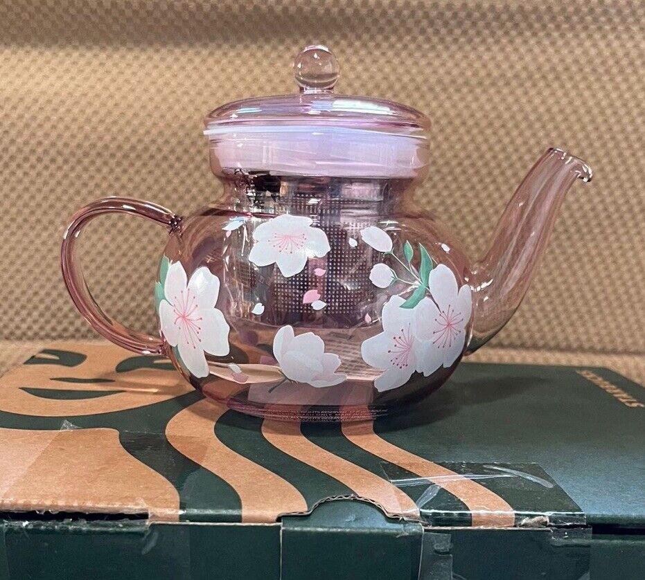 Starbucks Korea 2022 Cherry Blossom Blooming Pink Glass Tea Pot 500ml - Sold on eBay March 22nd, 2025 for $75.00
