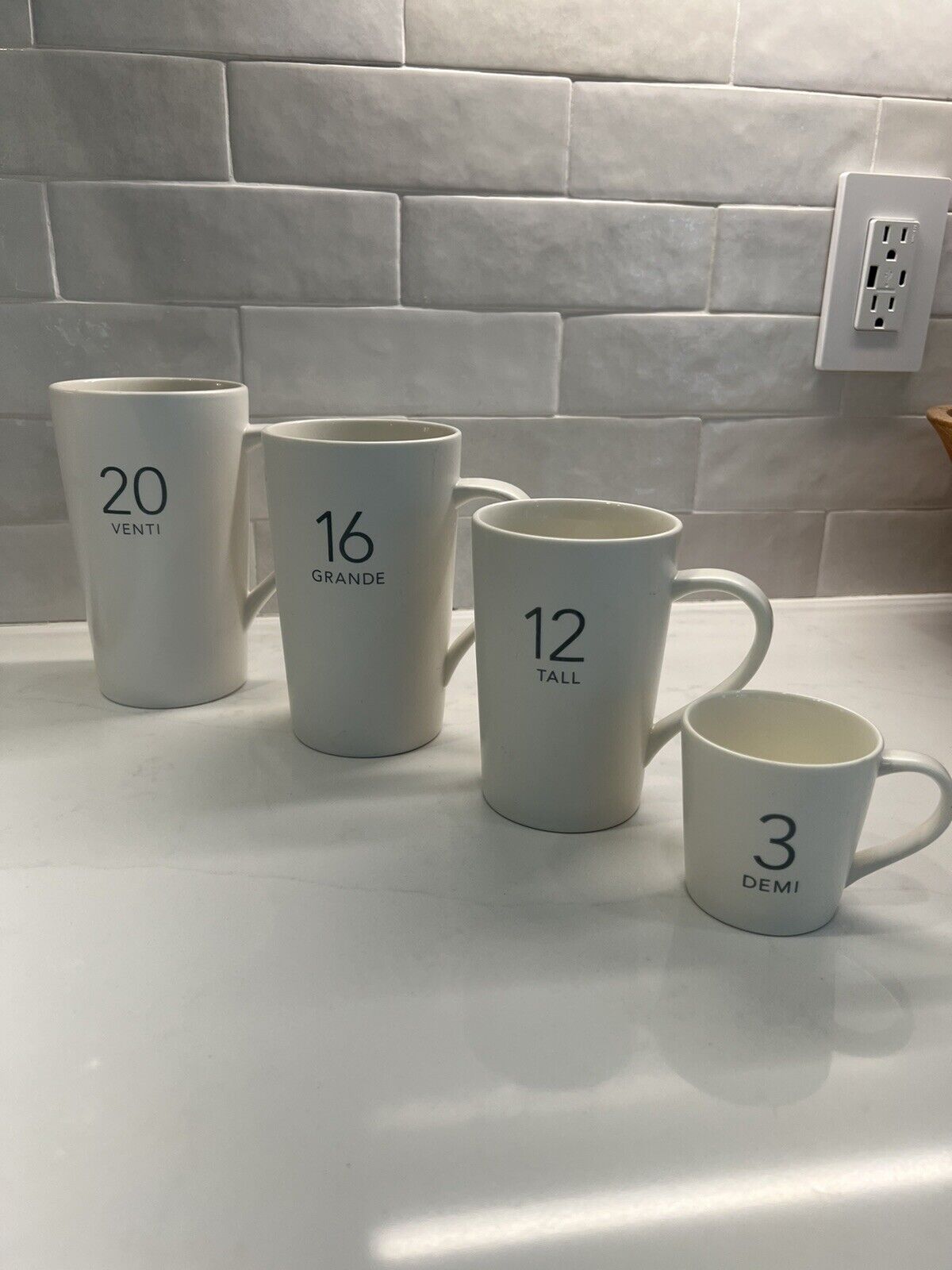 Starbucks Coffee Cup Mug Set 2011 RARE Vintage Matte White Ceramic 4 Mug Sizes - Sold on eBay March 1st, 2025 for $109.96