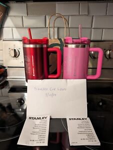 Set of 2 NEW STARBUCKS X STANLEY 2023 Pink and HOLIDAY RED 40oz TUMBLERS - Sold on eBay April 13th, 2024 for $200.00