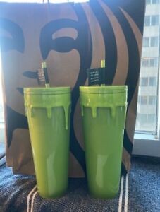 TWO!!Starbucks Halloween 2023 Slime Drip Green Glow in the Dark 24oz Tumbler Cup - Sold on eBay October 11th, 2023 for $142.50 (18 bids) 