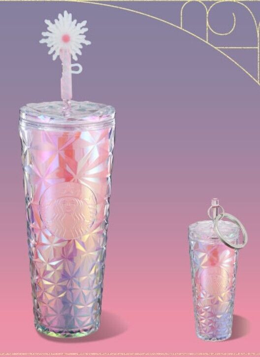 STARBUCKS WICKED GLINDA PINK PRISM COLD CUP 24 oz WAND STRAW TOPPER & KEYCHAIN - Sold on eBay December 2nd, 2024 for $106.99