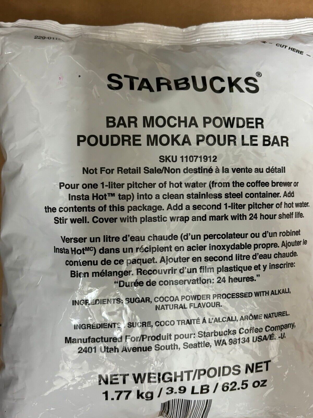 New Starbucks 3.9lb Bar Mocha Powder 1.77 kg Sealed Coffee/Hot Choc BB  9-25 - Sold on eBay March 29th, 2025 for $240.00