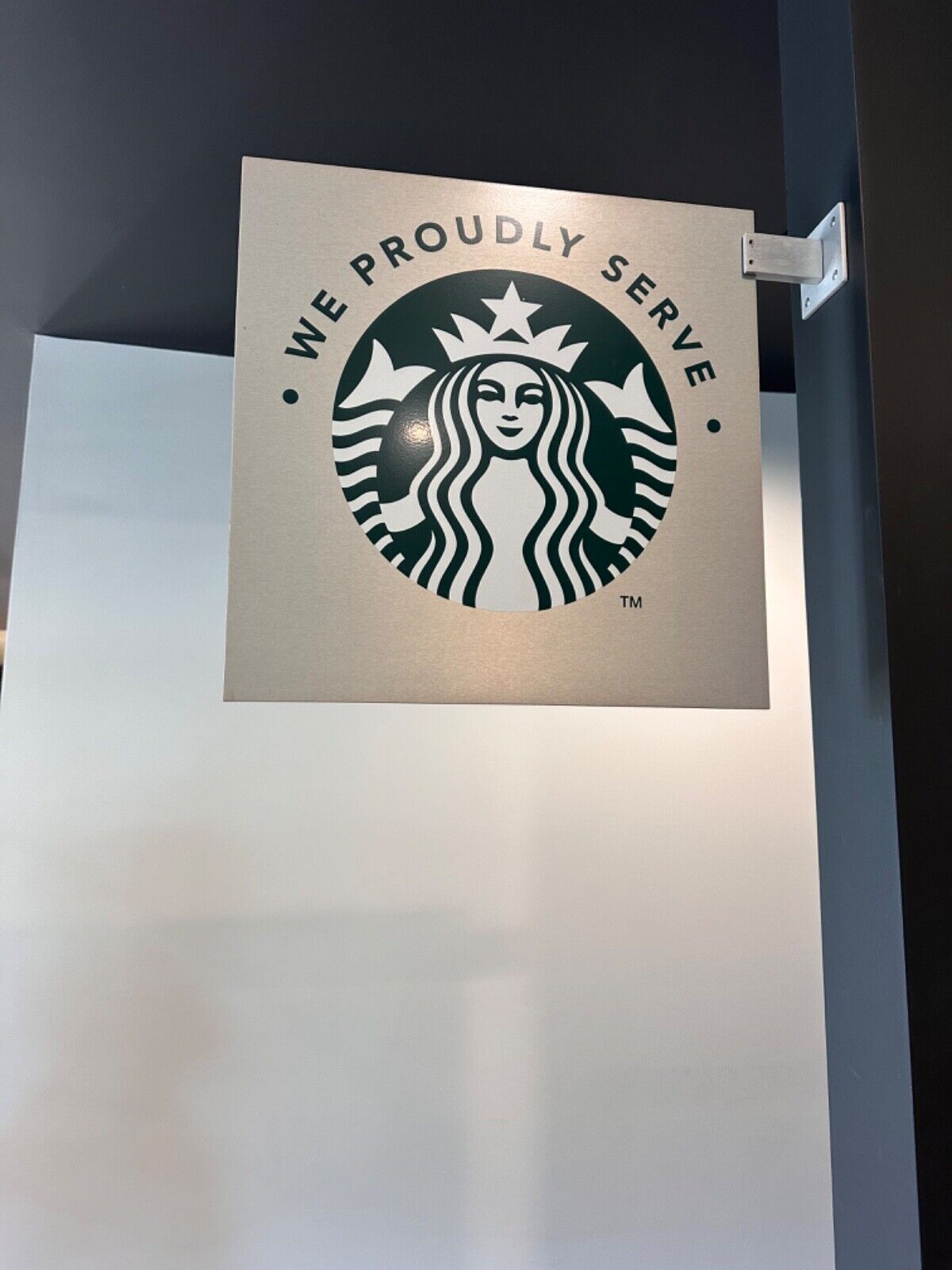Starbucks Metal We Proudly Serve 18x18 sign - Sold on eBay February 12th, 2025 for $100.00 (1 bids) 